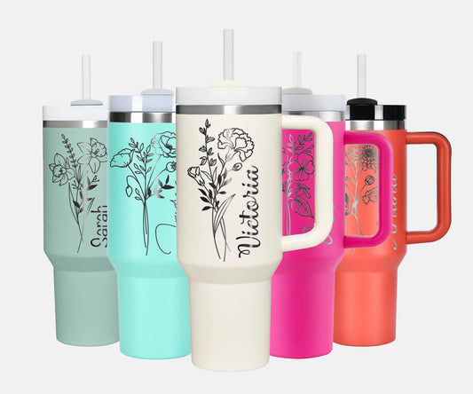 Birth Flower Personalized Tumbler 40oz